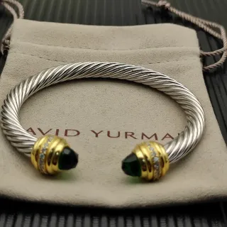David Yurman Cable Classics سوار معدني فضي ذهبي ملتوي ثنائي اللون