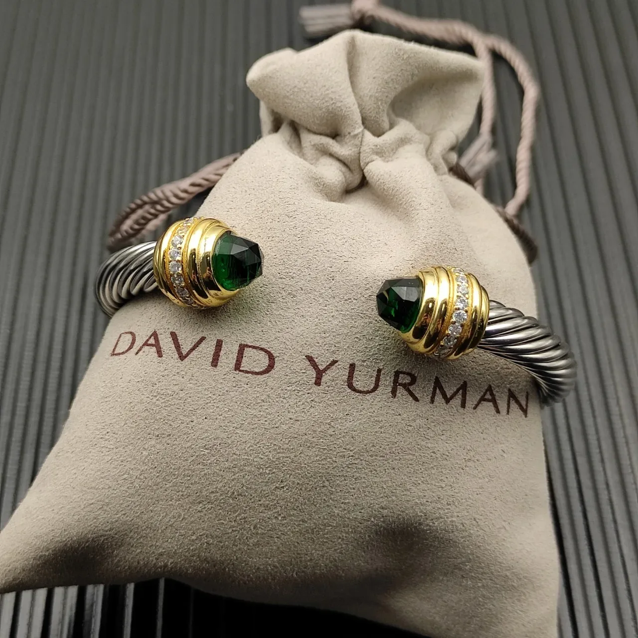 David Yurman Cable Classics Silver Gold Twisted Dual-Tone Metal Bracelet 6