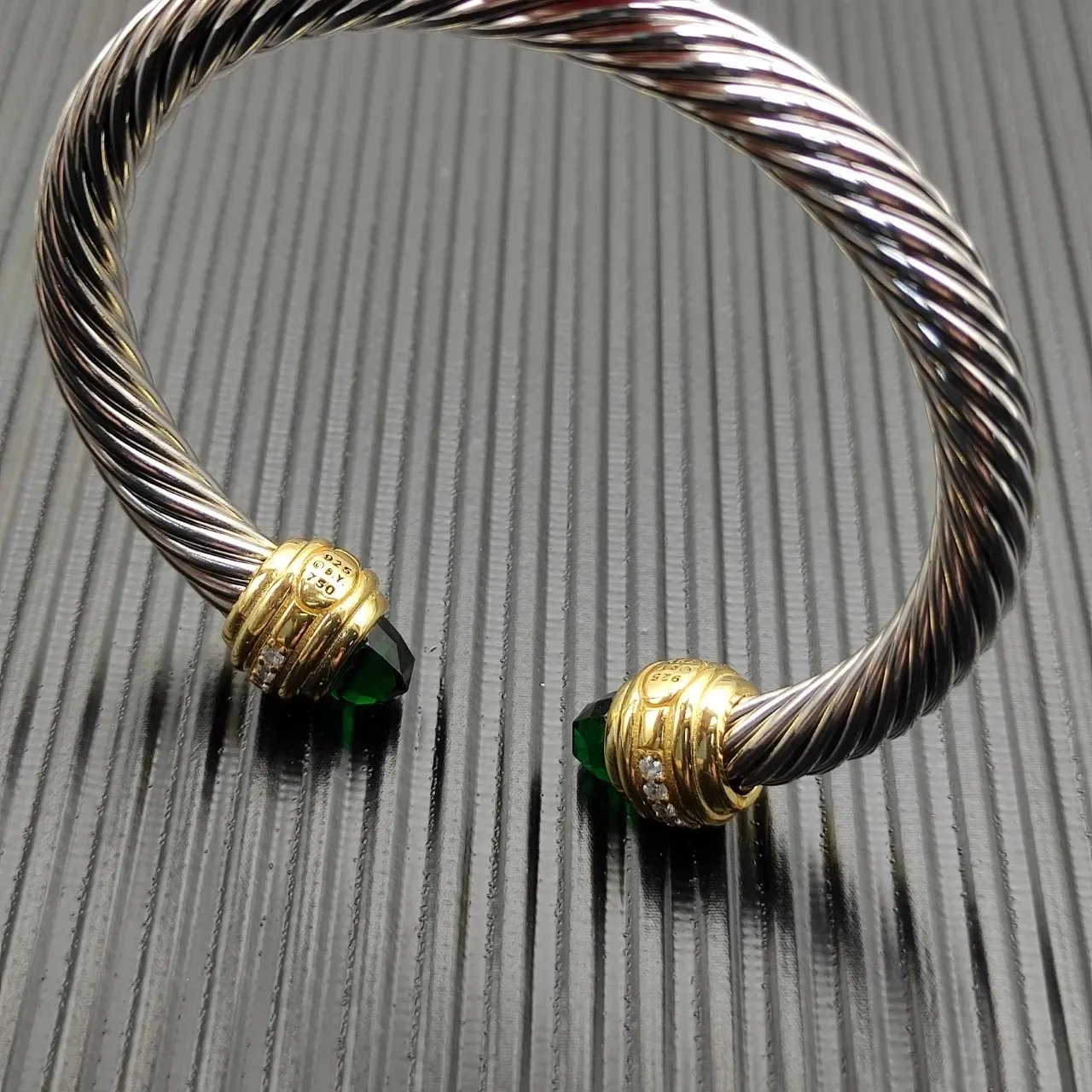 David Yurman Cable Classics Silver Gold Twisted Dual-Tone Metal Bracelet 7
