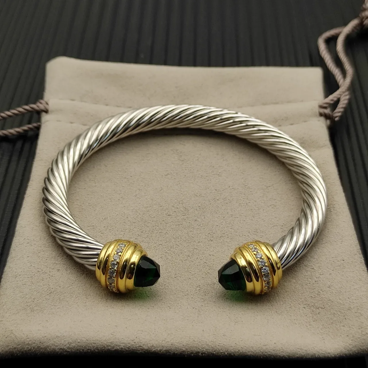 David Yurman Cable Classics Silver Gold Twisted Dual-Tone Metal Bracelet 8