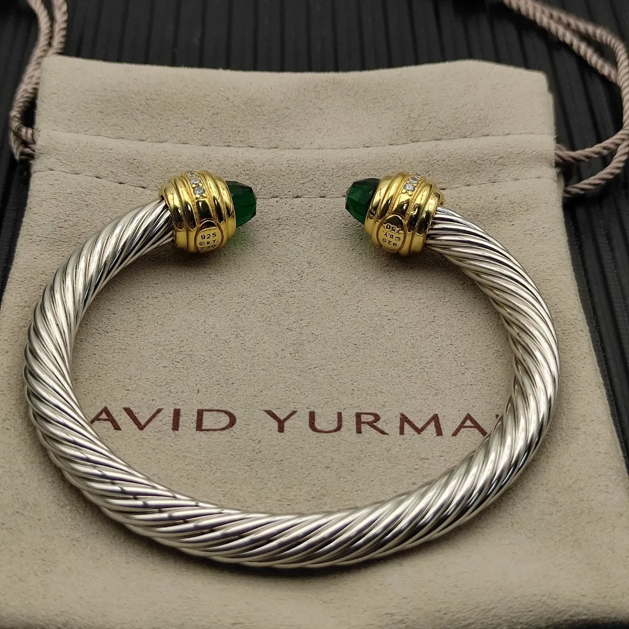 David Yurman Cable Classics Silver Gold Twisted Dual-Tone Metal Bracelet 9