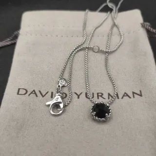 David Yurman Cable Collection قلادة حجر متعدد الأوجه أسود