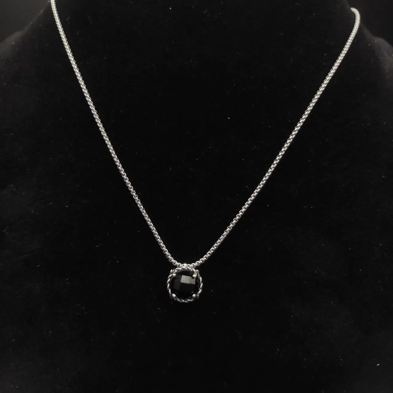 David Yurman Cable Collection Black Faceted Stone Necklace 2