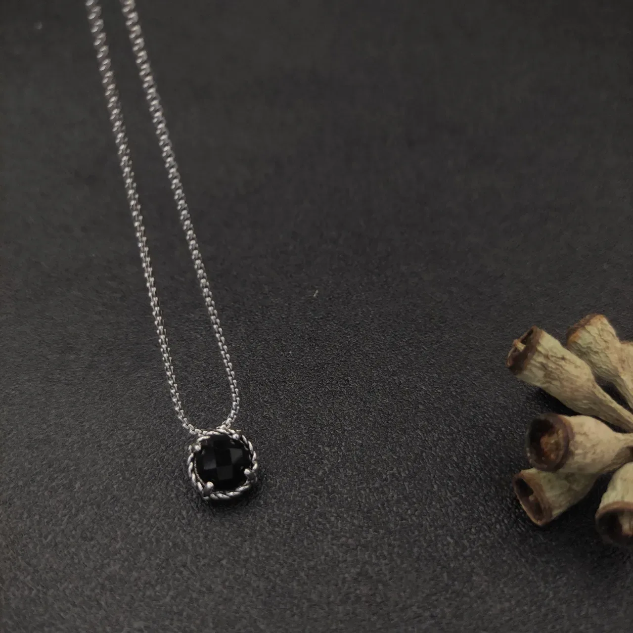 David Yurman Cable Collection Black Faceted Stone Necklace 4