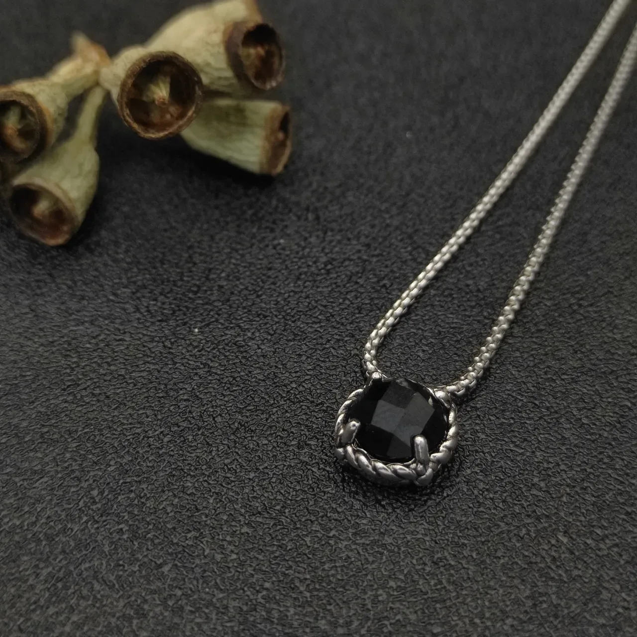David Yurman Cable Collection Black Faceted Stone Necklace 5