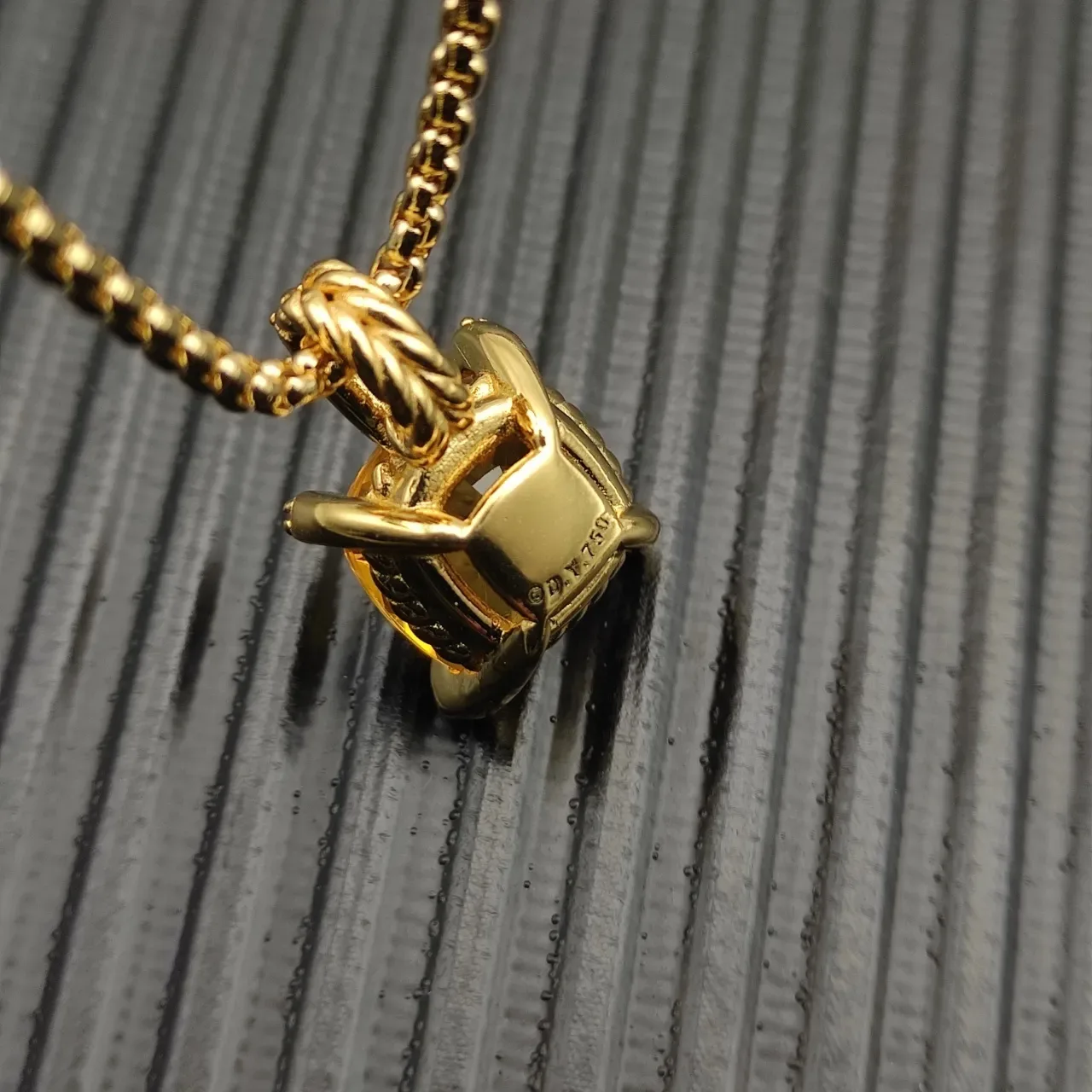 David Yurman Gold Cushion-Cut Yellow Gemstone Diamond-Accent Necklace 7