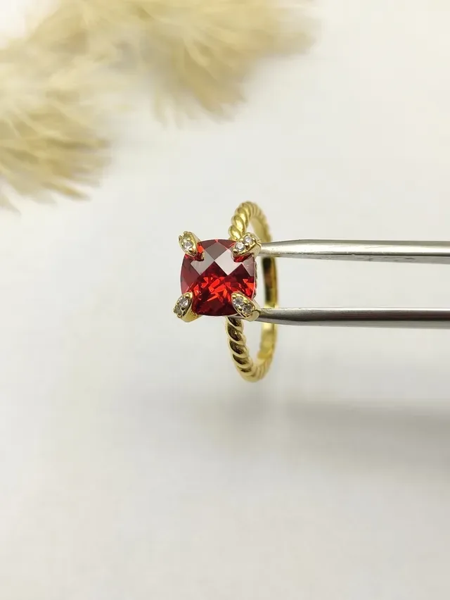 David Yurman Bague Or avec Bande Tressée en Corde et Bisel Carré 5