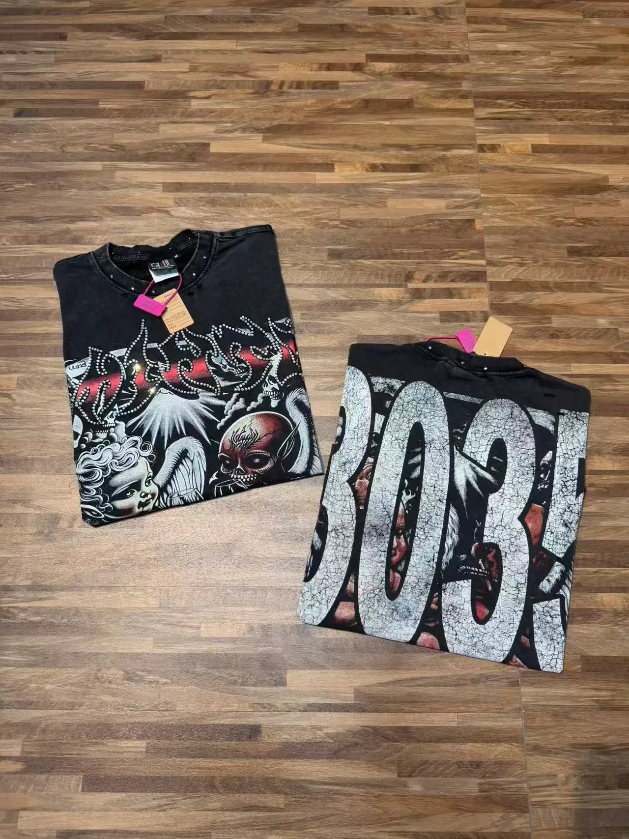 Distressed Black Graphic-Print Oversized T-Shirt 5