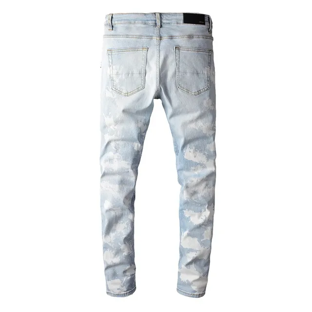 Distressed Bleach-Splatter Slim-Fit Ripped Jeans 3