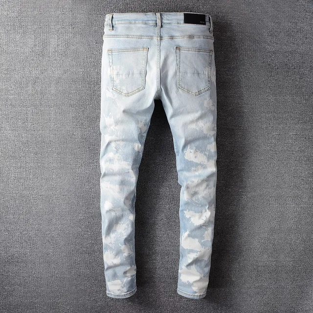 Distressed Bleach-Splatter Slim-Fit Ripped Jeans 4