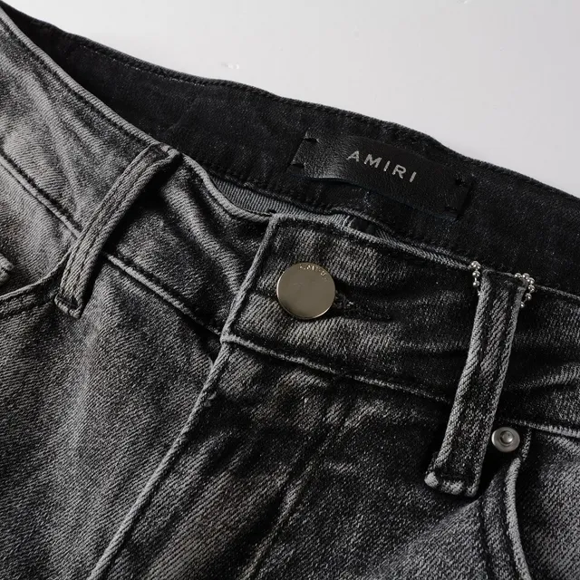 Distressed Graffiti-Print Washed Gray Slim-Fit Jeans 4