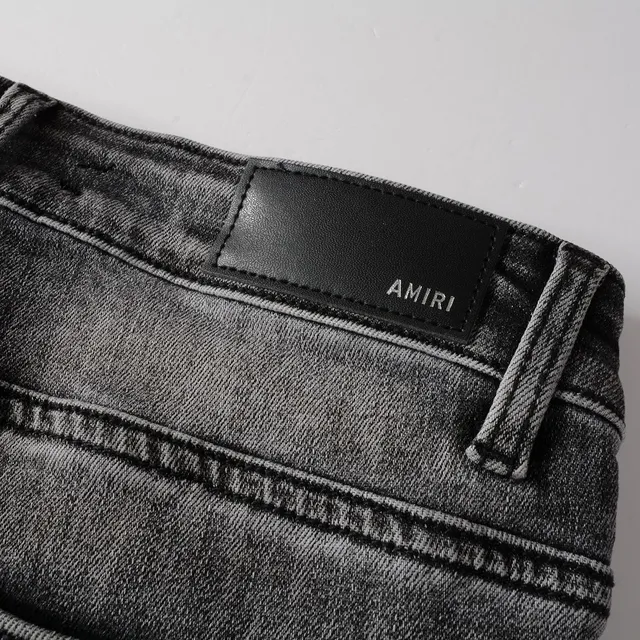 Distressed Graffiti-Print Washed Gray Slim-Fit Jeans 14