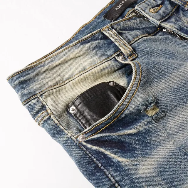 Distressed Light-Wash Graphic-Print Slim-Fit Jeans 2