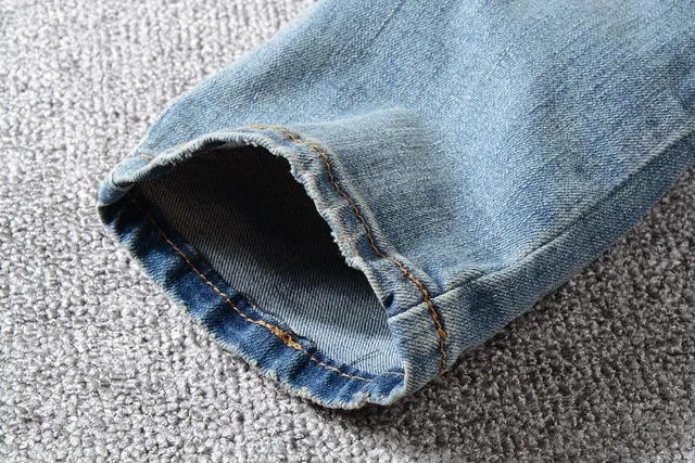 Distressed Mid-Rise Slim-Fit Light Blue Jeans 2