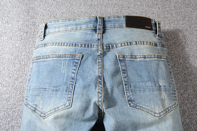 Distressed Mid-Rise Slim-Fit Light Blue Jeans 5