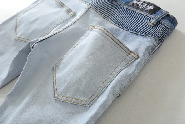 Distressed Ombre Wash Zip-Pocket Moto Panel Jeans 18