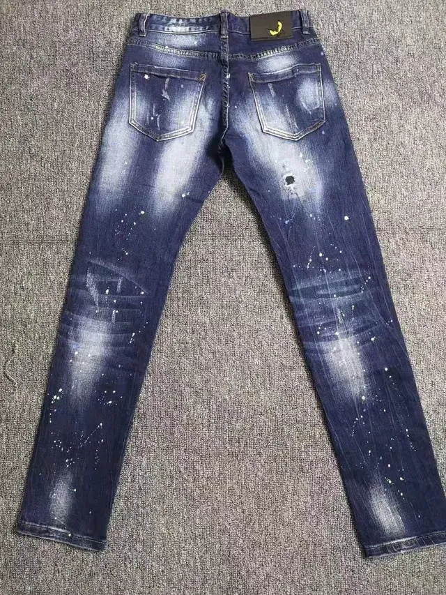Distressed Paint-Splatter Decorated Denim Jeans 6