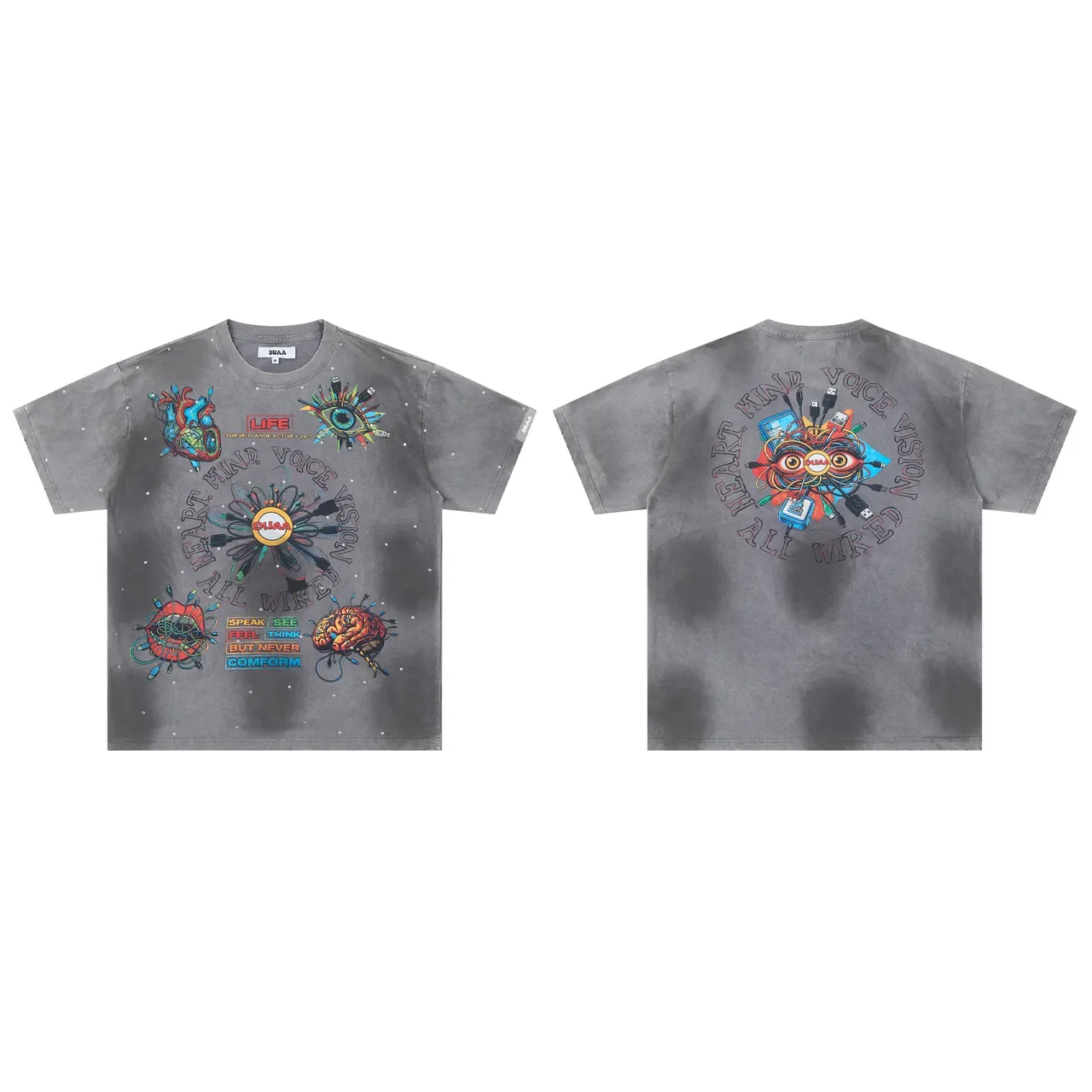 DUAA Graphic Studded Gray T-Shirt 2