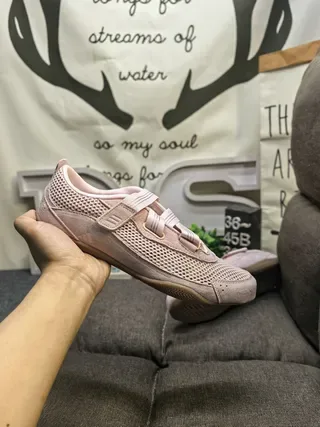 Dusty Pink Laceless Mesh Strap Sneakers 5