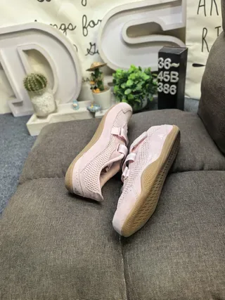 Dusty Pink Laceless Mesh Strap Sneakers 6
