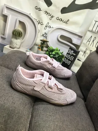 Dusty Pink Laceless Mesh Strap Sneakers 9