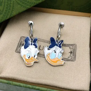 Enamel Donald Duck Character Charm Lever-Back Earrings