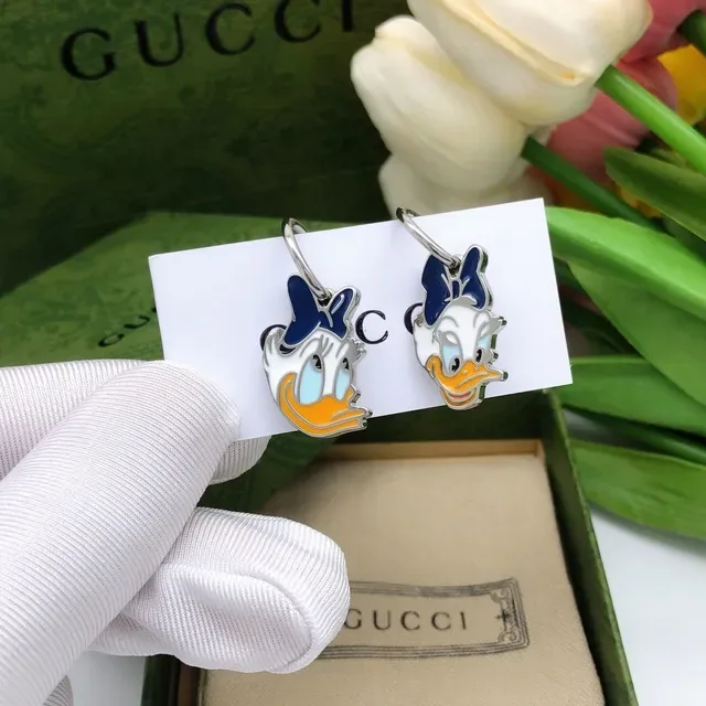Enamel Donald Duck Character Charm Lever-Back Earrings 2
