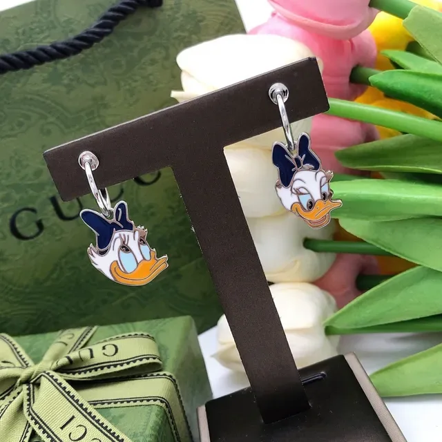 Enamel Donald Duck Character Charm Lever-Back Earrings 6