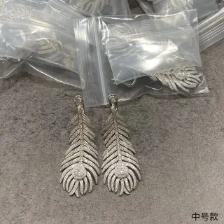 Feather-Shaped Pavé Dangling Earrings