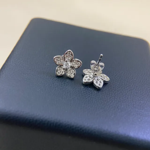 Flower-Shaped Pavé Stud Earrings 3