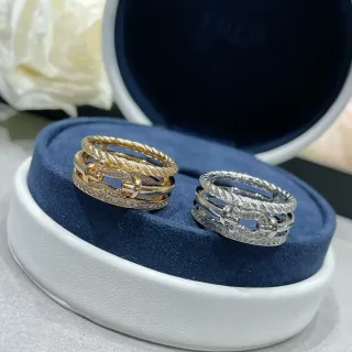 Fred Force 10 Multi-Band Rope and Buckle Pavé Diamond Rings
