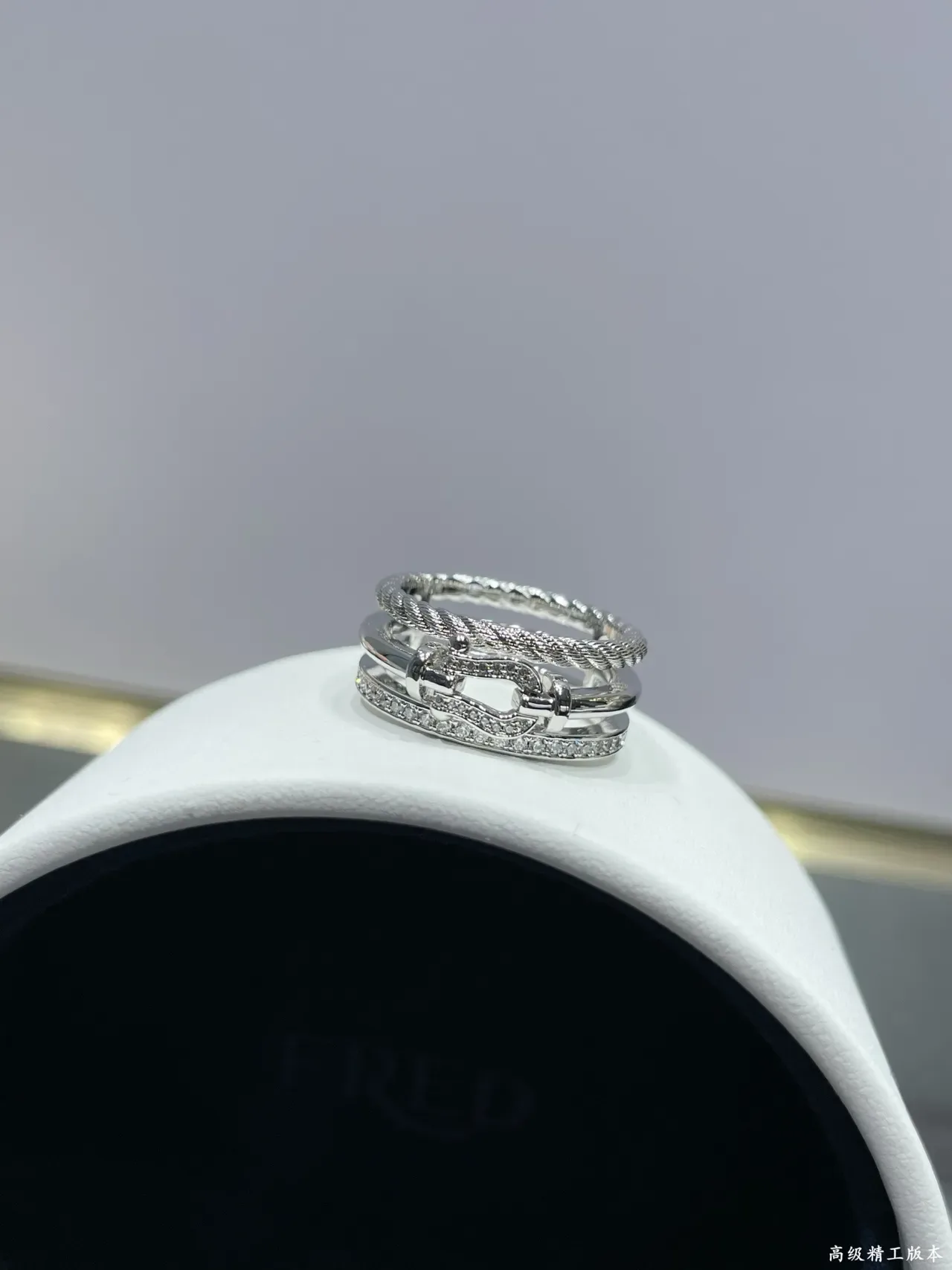 Fred Force 10 Multi-Band Rope and Buckle Pavé Diamond Rings 6