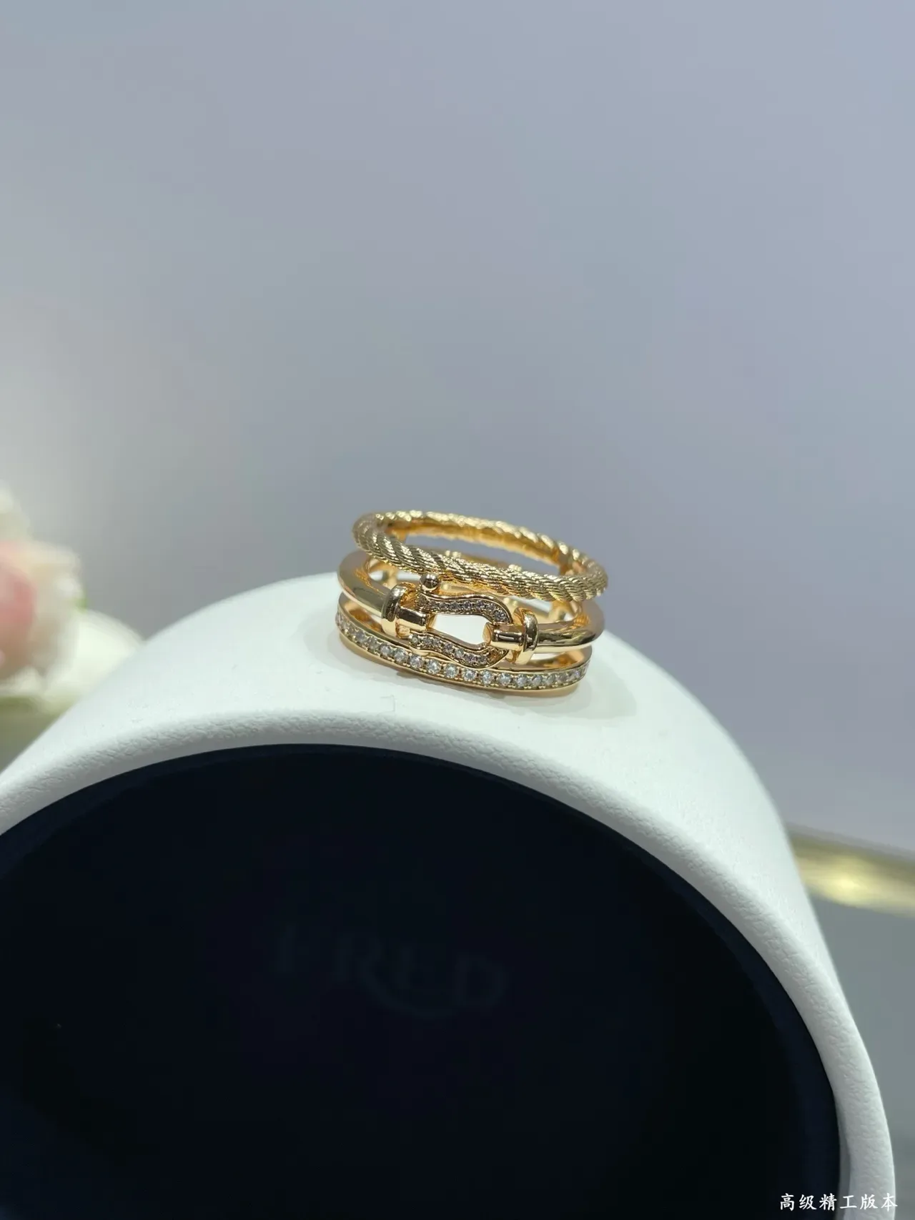 Fred Force 10 Multi-Band Rope and Buckle Pavé Diamond Rings 7