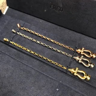 FRED إسوارة سلاسل ذهب وفضة بأشكال بيضاوية أقفال الخطاف