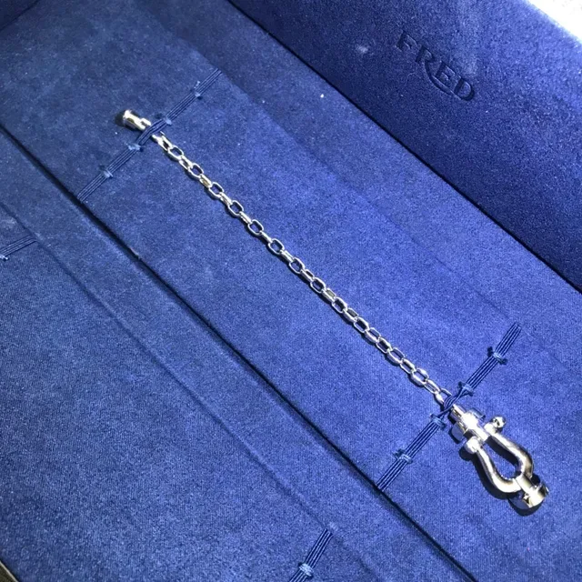 FRED Gold Silver Oval-Link Chains Hook Clasps Bracelet 2