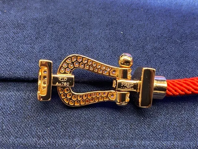 FRED Red Black Rope Cord Pavé Diamond-Clad Clasp Bracelet 2