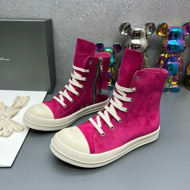 Fuchsia Suede High-Top Platform Sneakers 5