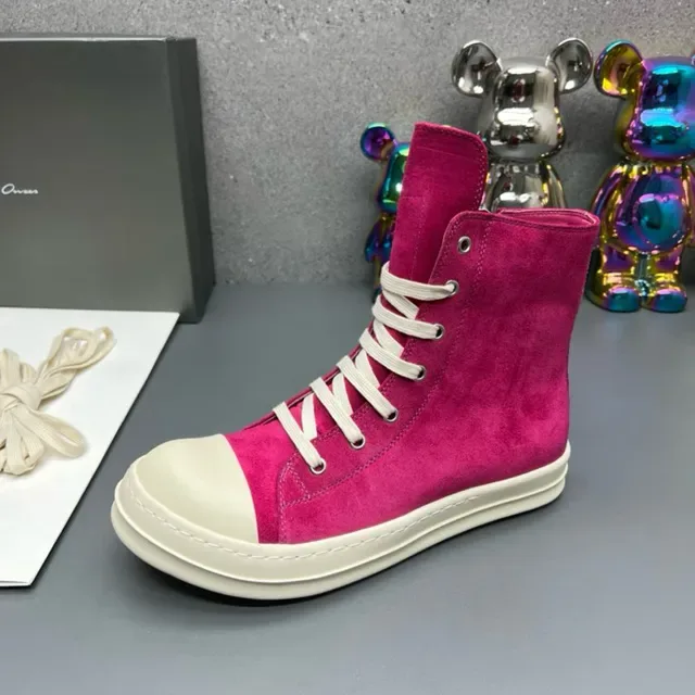 Fuchsia Suede High-Top Platform Sneakers 8
