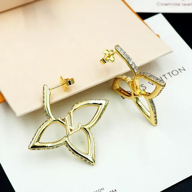 Geometric Pavé Gold-Tone Leaf Motif Earring 5