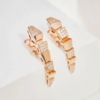 Geometric Segmented Pavé-Set Rose Gold Clip-On Earrings