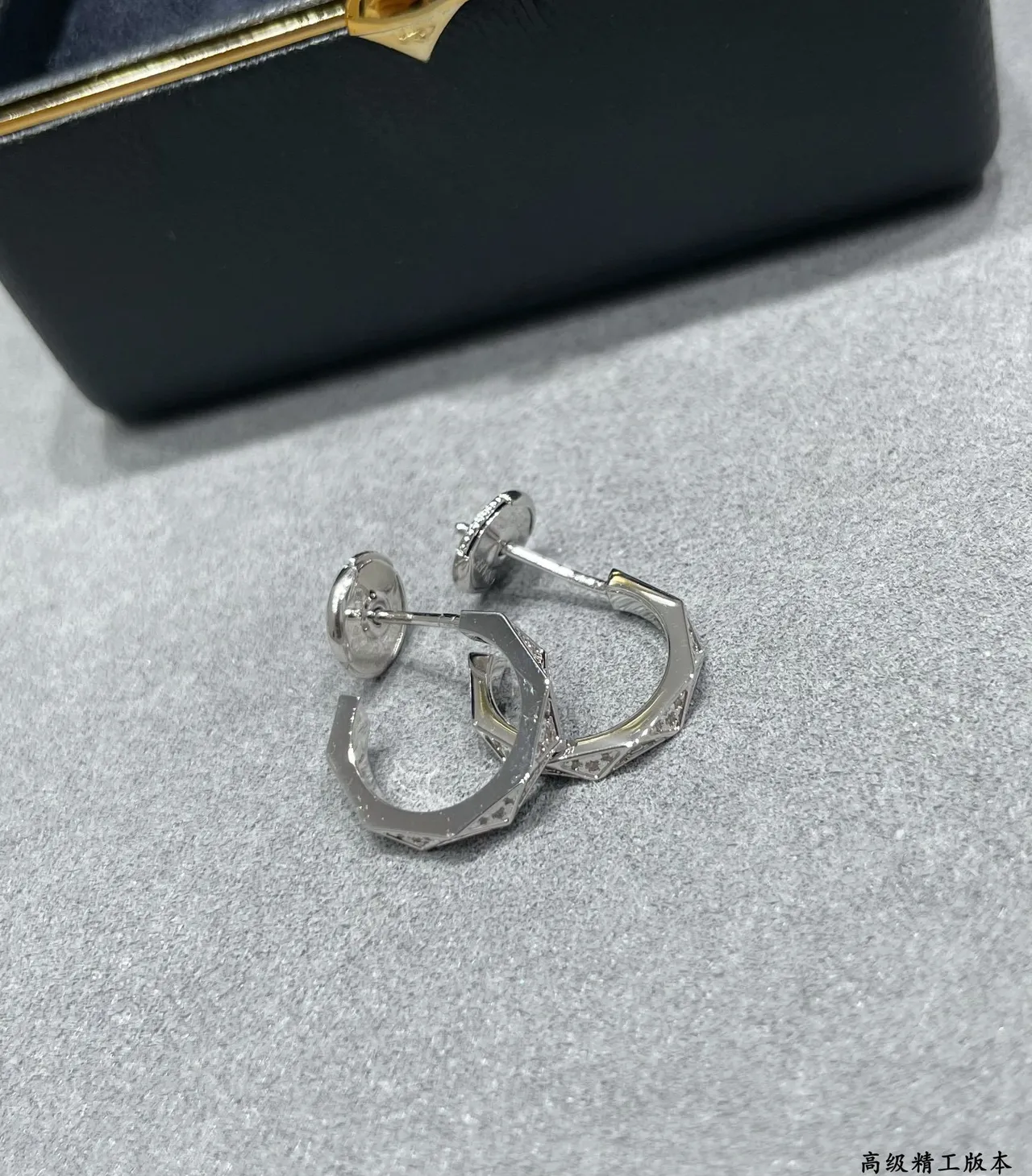 Gold and Silver Geometric Faceted Hoop Earrings 3