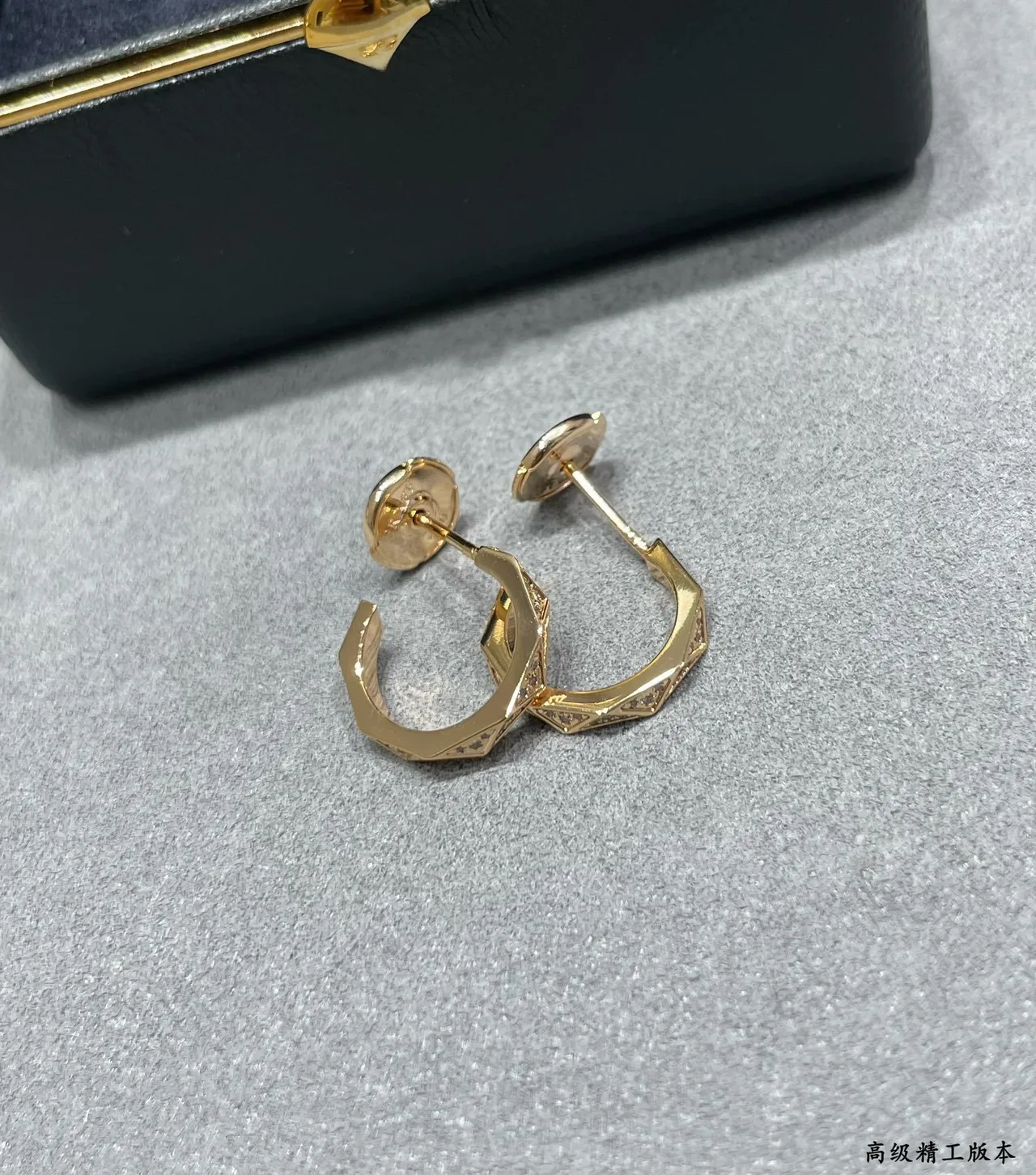 Gold and Silver Geometric Faceted Hoop Earrings 4