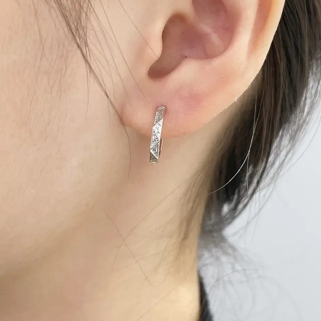 Gold and Silver Geometric Faceted Hoop Earrings 8