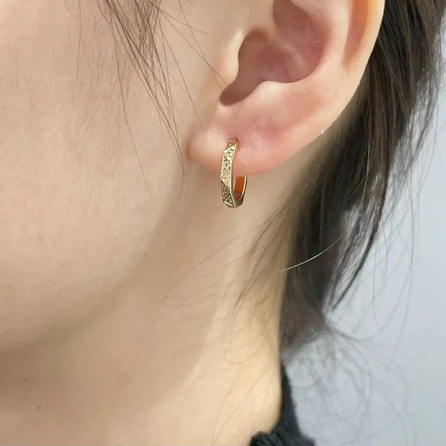 Gold and Silver Geometric Faceted Hoop Earrings 9