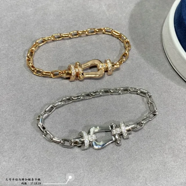 Gold and Silver Horseshoe-Clasp Crystal Link Bracelets 2