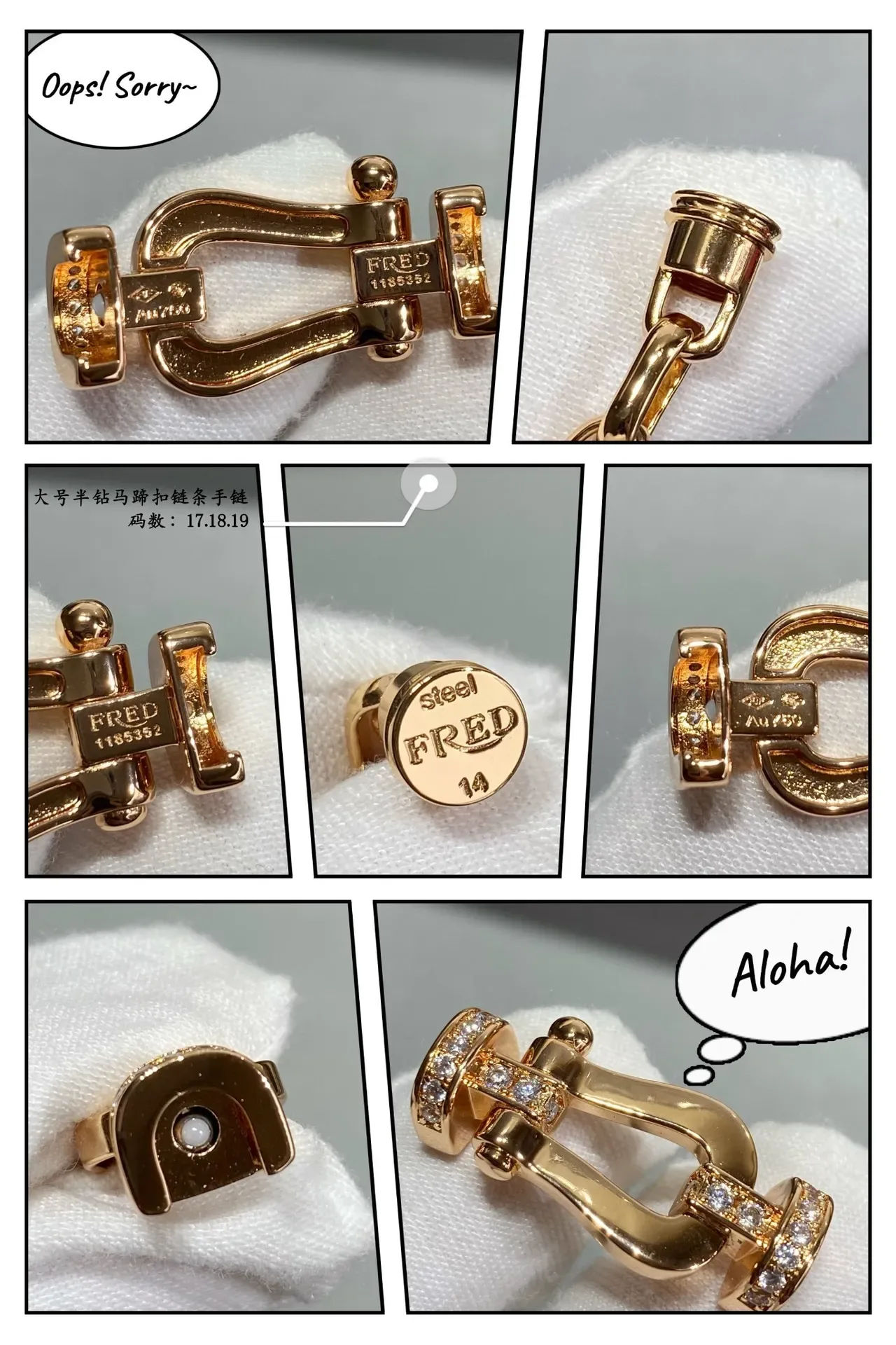 Gold and Silver Horseshoe-Clasp Crystal Link Bracelets 6