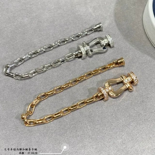 Gold and Silver Horseshoe-Clasp Crystal Link Bracelets 7