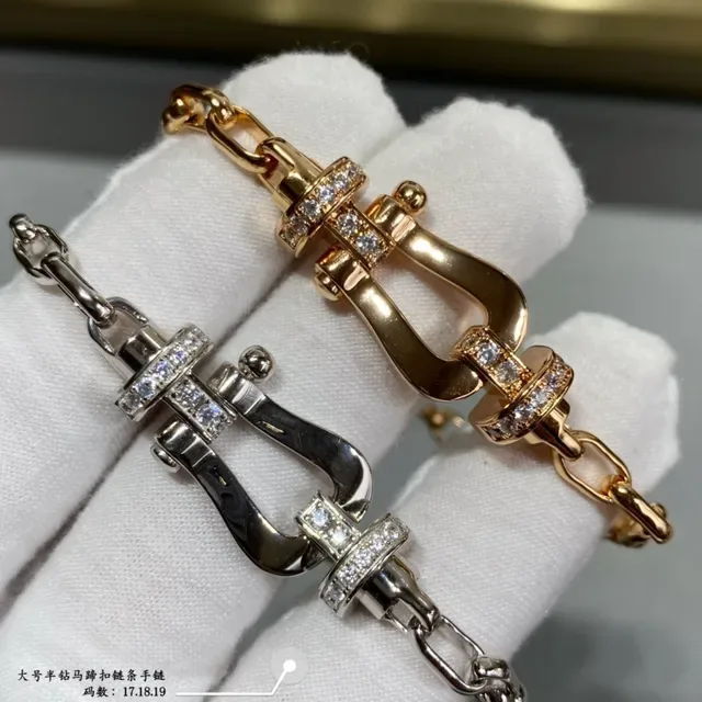 Gold and Silver Horseshoe-Clasp Crystal Link Bracelets 9