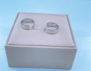 Gold and Silver Ridged Hoop Earrings 3