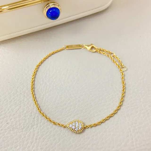 Braceletes de corrente rope com pingente de gota pavé em tom dourado e prata 5